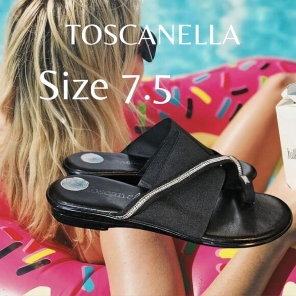 Toscanella Jaded Black/Sliver Sandals 100% Handmade in Italy Size 7.5 (4467) - Picture 2 of 5